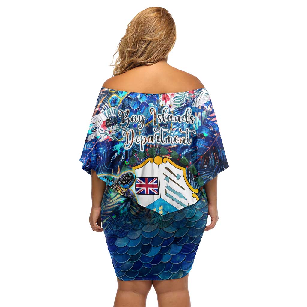 Bay Islands Department Family Matching Off Shoulder Short Dress and Hawaiian Shirt Sea Turtle Tropical Pattern - Wonder Print Shop