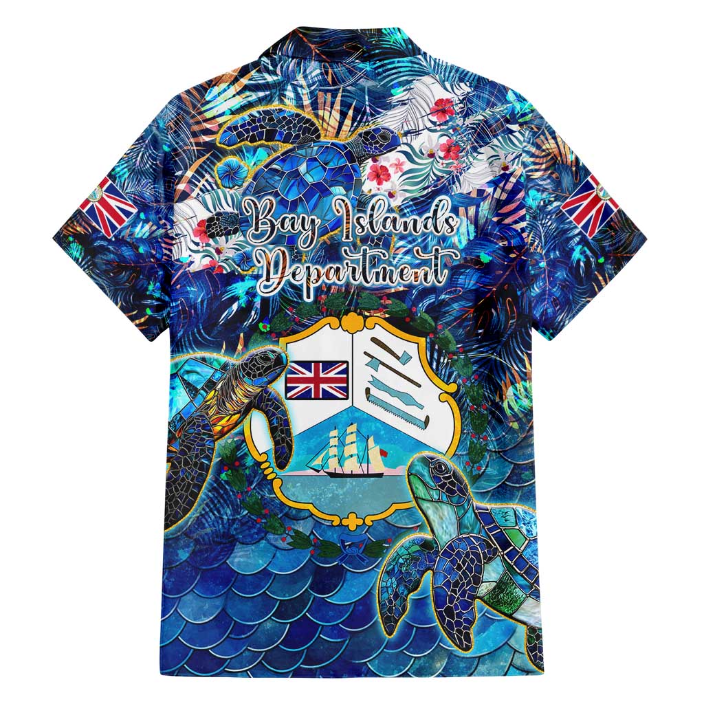 Bay Islands Department Family Matching Short Sleeve Bodycon Dress and Hawaiian Shirt Sea Turtle Tropical Pattern - Wonder Print Shop