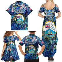 Bay Islands Department Family Matching Summer Maxi Dress and Hawaiian Shirt Sea Turtle Tropical Pattern - Wonder Print Shop