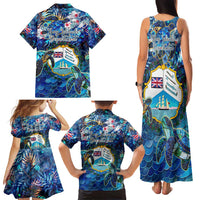 Bay Islands Department Family Matching Tank Maxi Dress and Hawaiian Shirt Sea Turtle Tropical Pattern - Wonder Print Shop