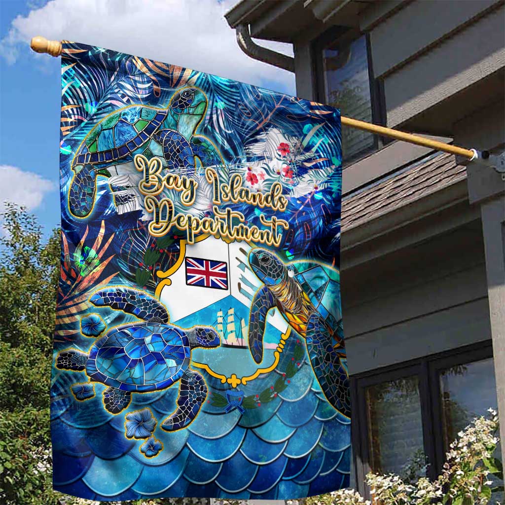 Bay Islands Department Garden Flag Sea Turtle Tropical Pattern - Wonder Print Shop