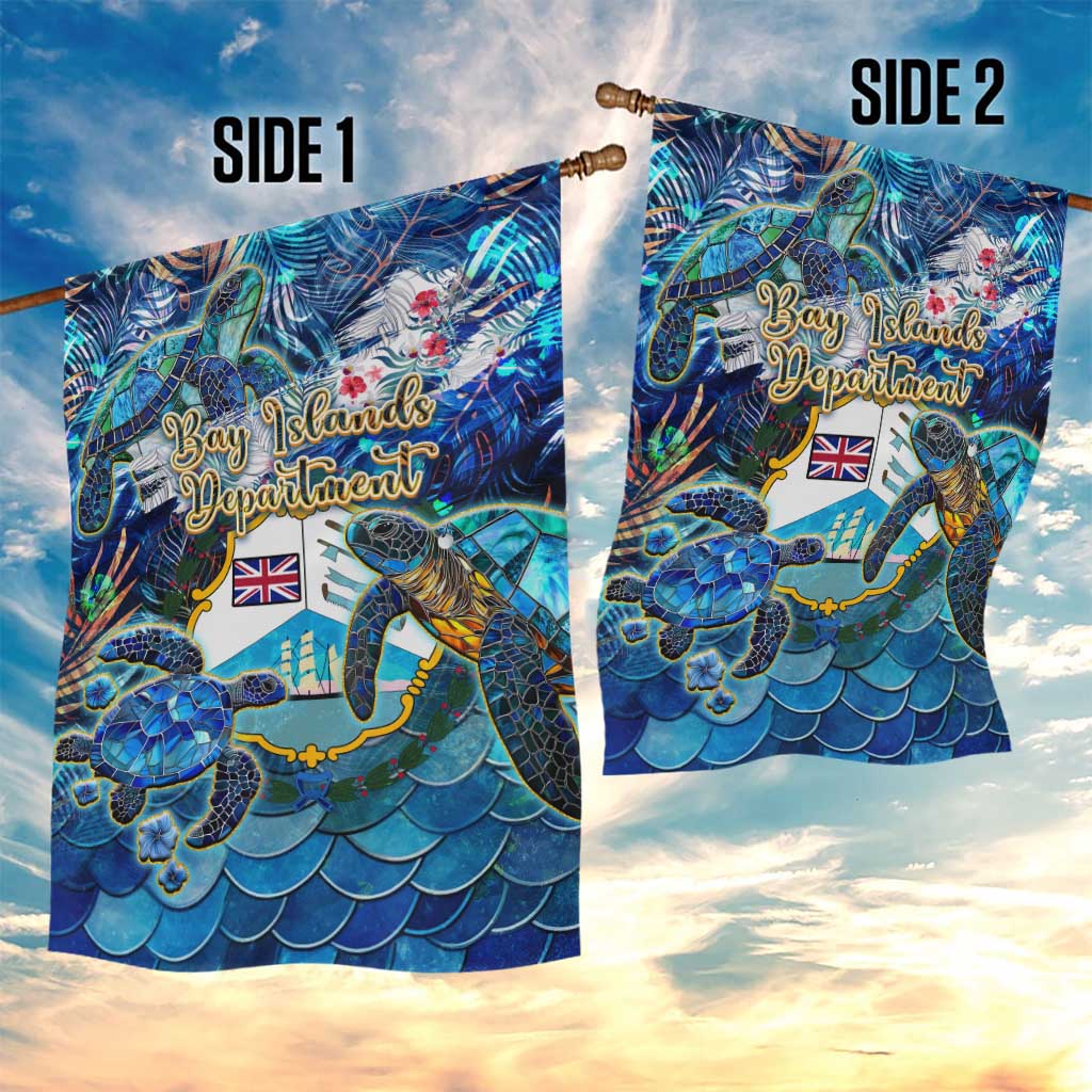 Bay Islands Department Garden Flag Sea Turtle Tropical Pattern - Wonder Print Shop