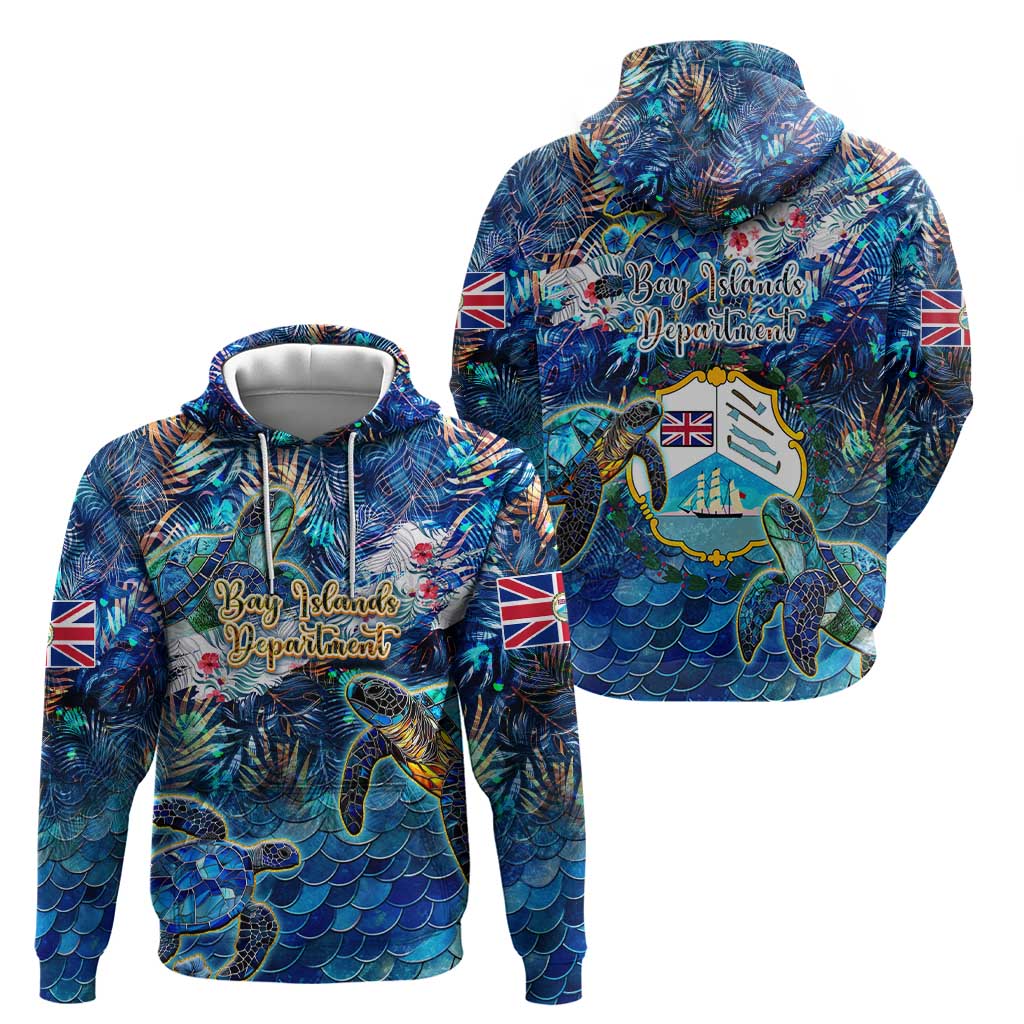 Bay Islands Department Hoodie Sea Turtle Tropical Pattern - Wonder Print Shop