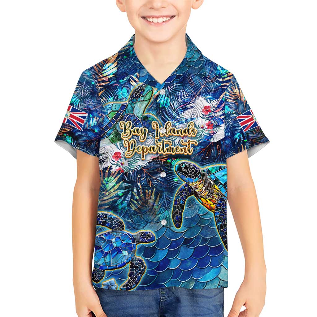 Bay Islands Department Kid Hawaiian Shirt Sea Turtle Tropical Pattern - Wonder Print Shop
