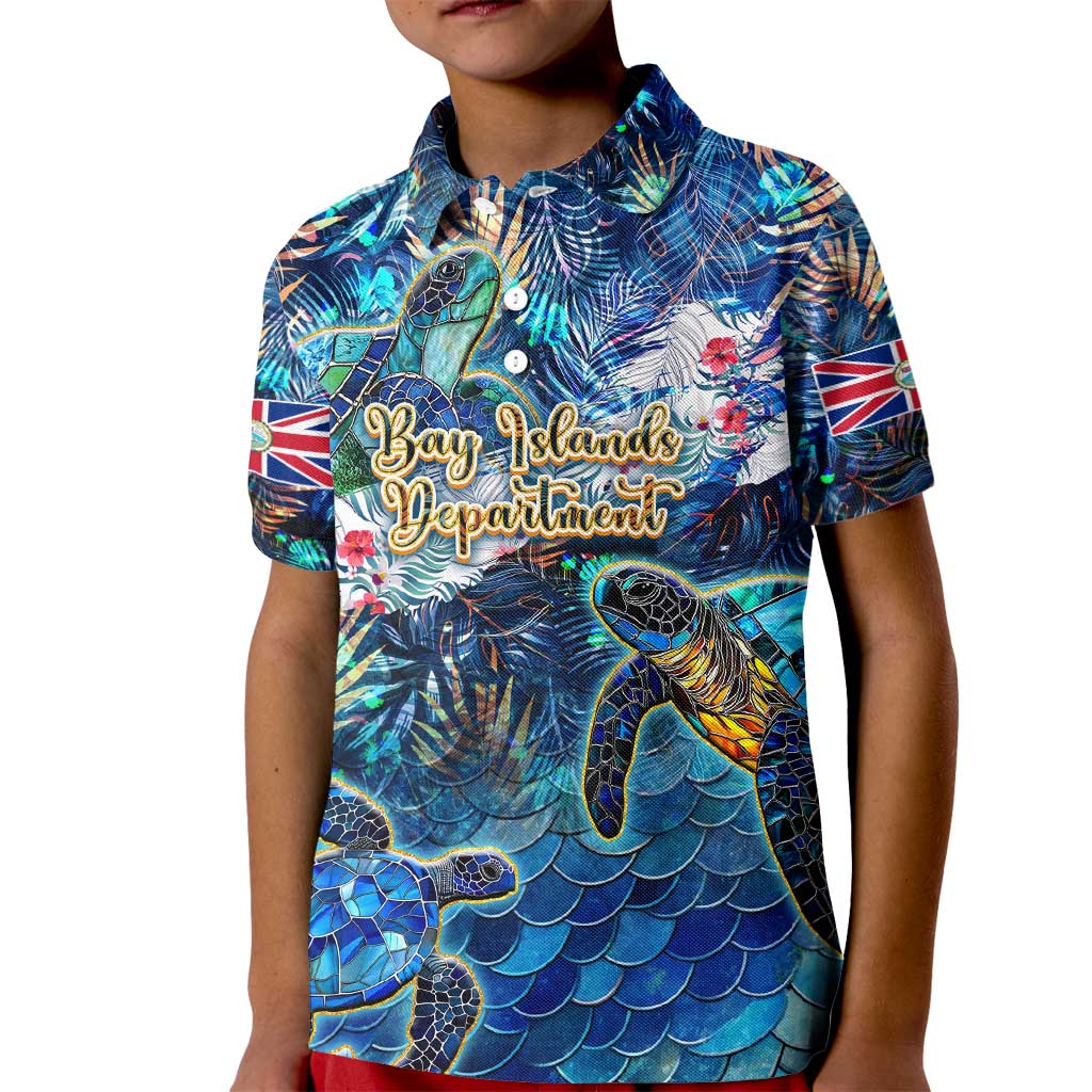 Bay Islands Department Kid Polo Shirt Sea Turtle Tropical Pattern - Wonder Print Shop