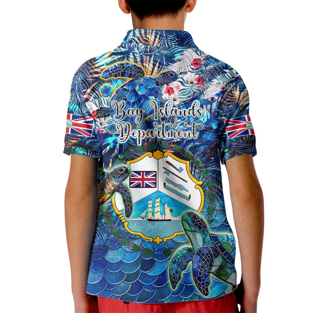 Bay Islands Department Kid Polo Shirt Sea Turtle Tropical Pattern - Wonder Print Shop