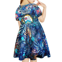 Bay Islands Department Kid Short Sleeve Dress Sea Turtle Tropical Pattern - Wonder Print Shop