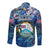 Bay Islands Department Long Sleeve Button Shirt Sea Turtle Tropical Pattern