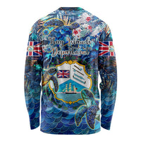Bay Islands Department Long Sleeve Shirt Sea Turtle Tropical Pattern - Wonder Print Shop