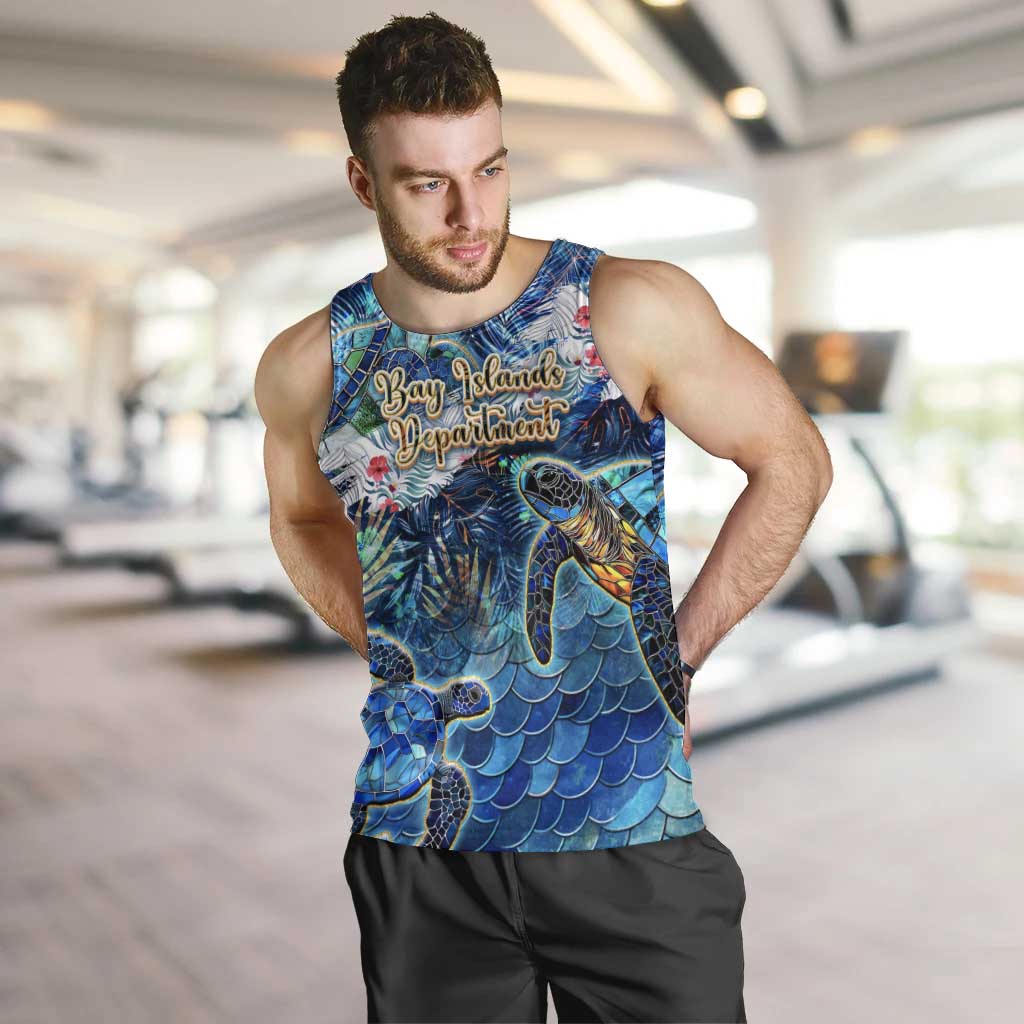 Bay Islands Department Men Tank Top Sea Turtle Tropical Pattern - Wonder Print Shop