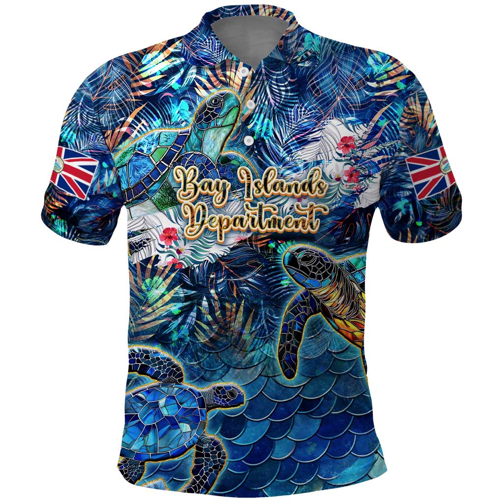 Bay Islands Department Polo Shirt Sea Turtle Tropical Pattern - Wonder Print Shop
