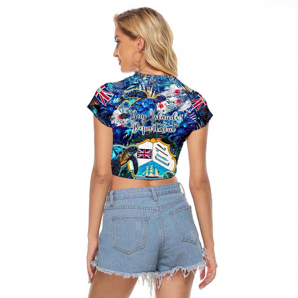 Bay Islands Department Raglan Cropped T Shirt Sea Turtle Tropical Pattern - Wonder Print Shop