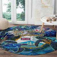 Bay Islands Department Round Carpet Sea Turtle Tropical Pattern - Wonder Print Shop