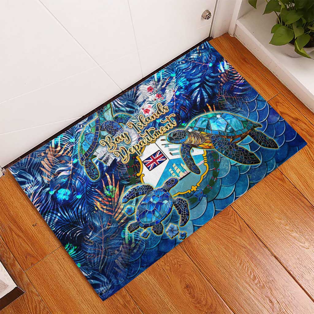 Bay Islands Department Rubber Doormat Sea Turtle Tropical Pattern - Wonder Print Shop
