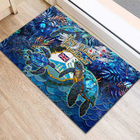 Bay Islands Department Rubber Doormat Sea Turtle Tropical Pattern - Wonder Print Shop