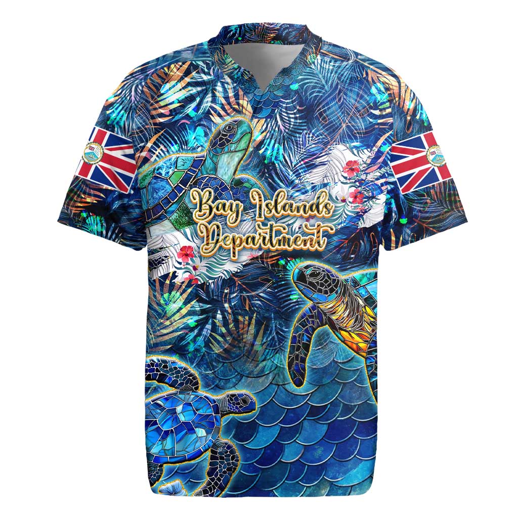 Bay Islands Department Rugby Jersey Sea Turtle Tropical Pattern - Wonder Print Shop