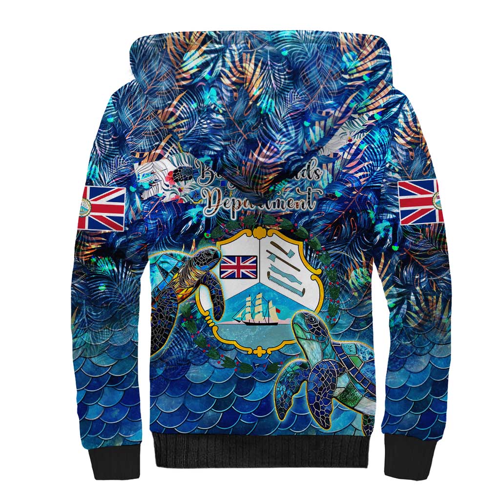 Bay Islands Department Sherpa Hoodie Sea Turtle Tropical Pattern - Wonder Print Shop