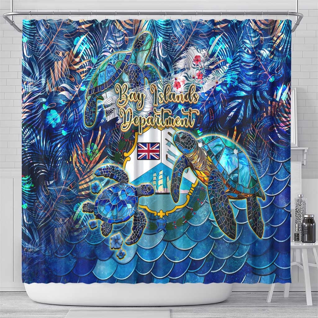 Bay Islands Department Shower Curtain Sea Turtle Tropical Pattern - Wonder Print Shop
