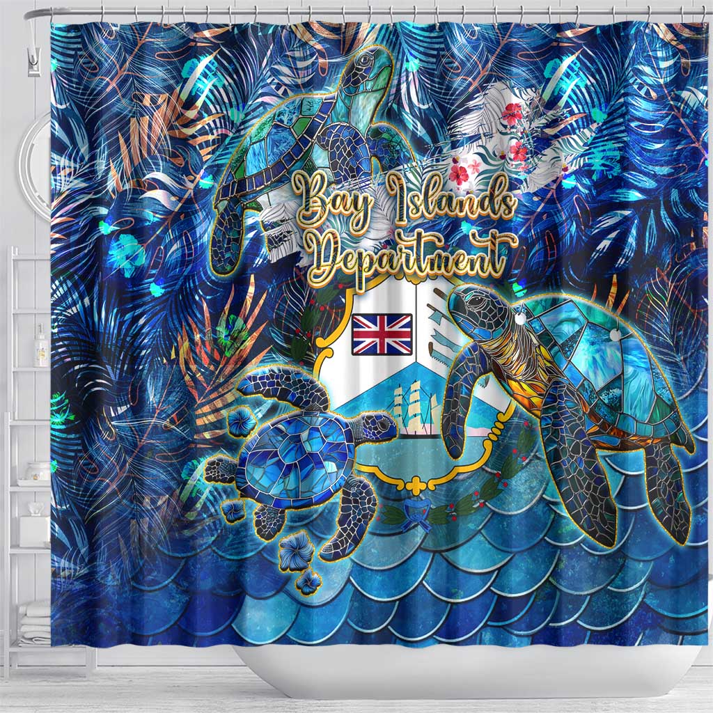 Bay Islands Department Shower Curtain Sea Turtle Tropical Pattern - Wonder Print Shop