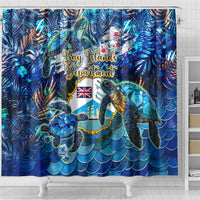 Bay Islands Department Shower Curtain Sea Turtle Tropical Pattern - Wonder Print Shop