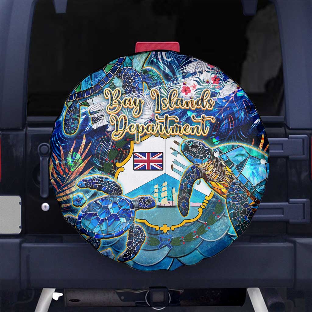 Bay Islands Department Spare Tire Cover Sea Turtle Tropical Pattern - Wonder Print Shop