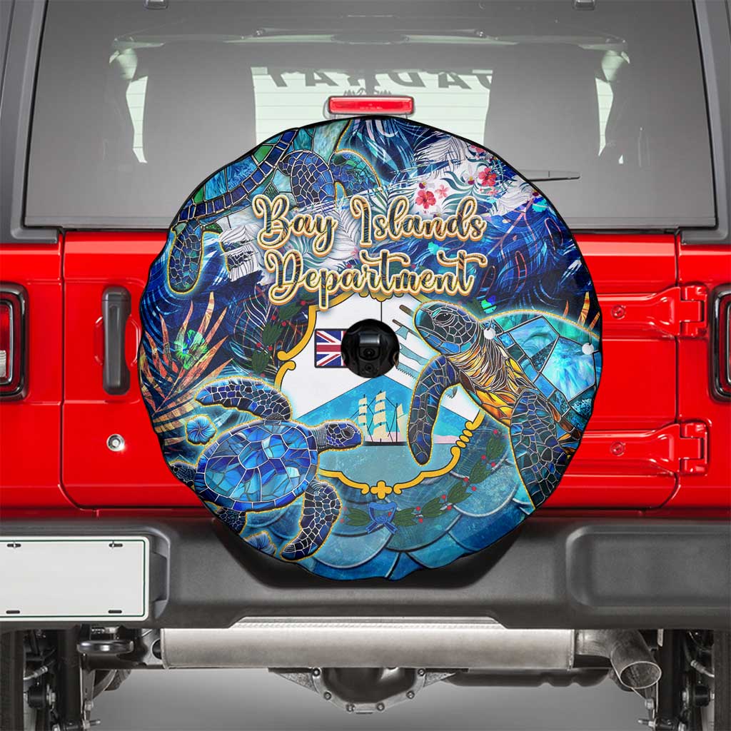 Bay Islands Department Spare Tire Cover Sea Turtle Tropical Pattern - Wonder Print Shop