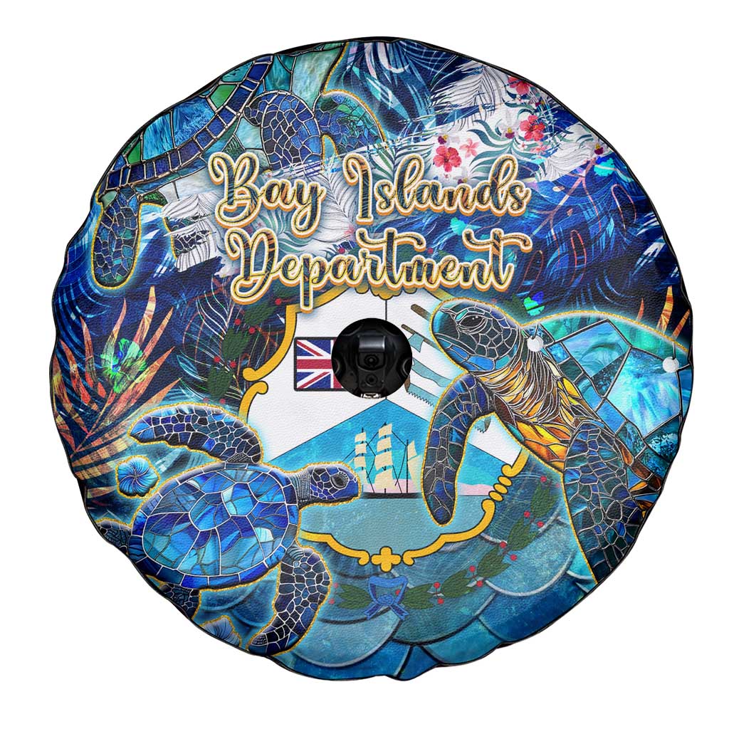 Bay Islands Department Spare Tire Cover Sea Turtle Tropical Pattern - Wonder Print Shop