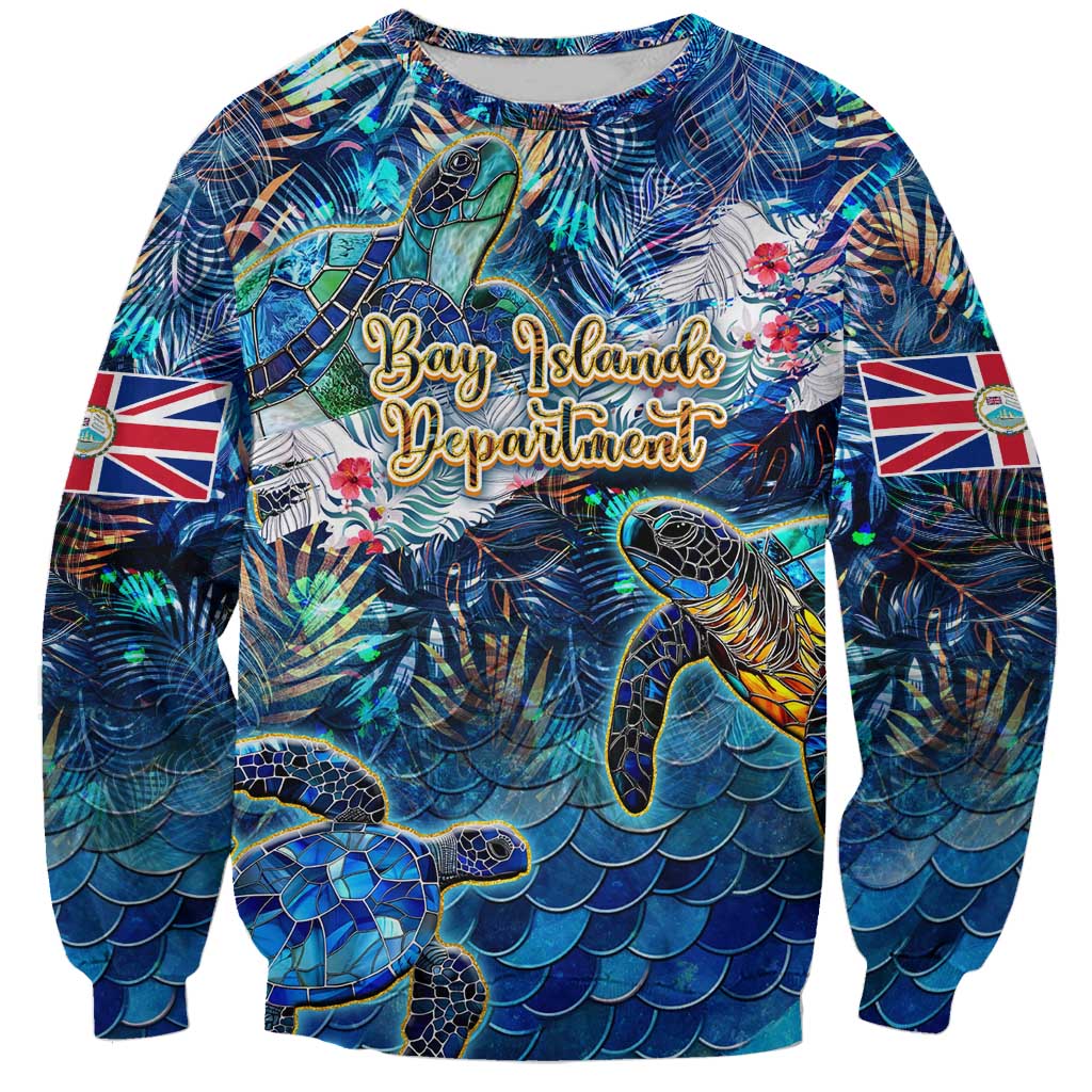 Bay Islands Department Sweatshirt Sea Turtle Tropical Pattern - Wonder Print Shop
