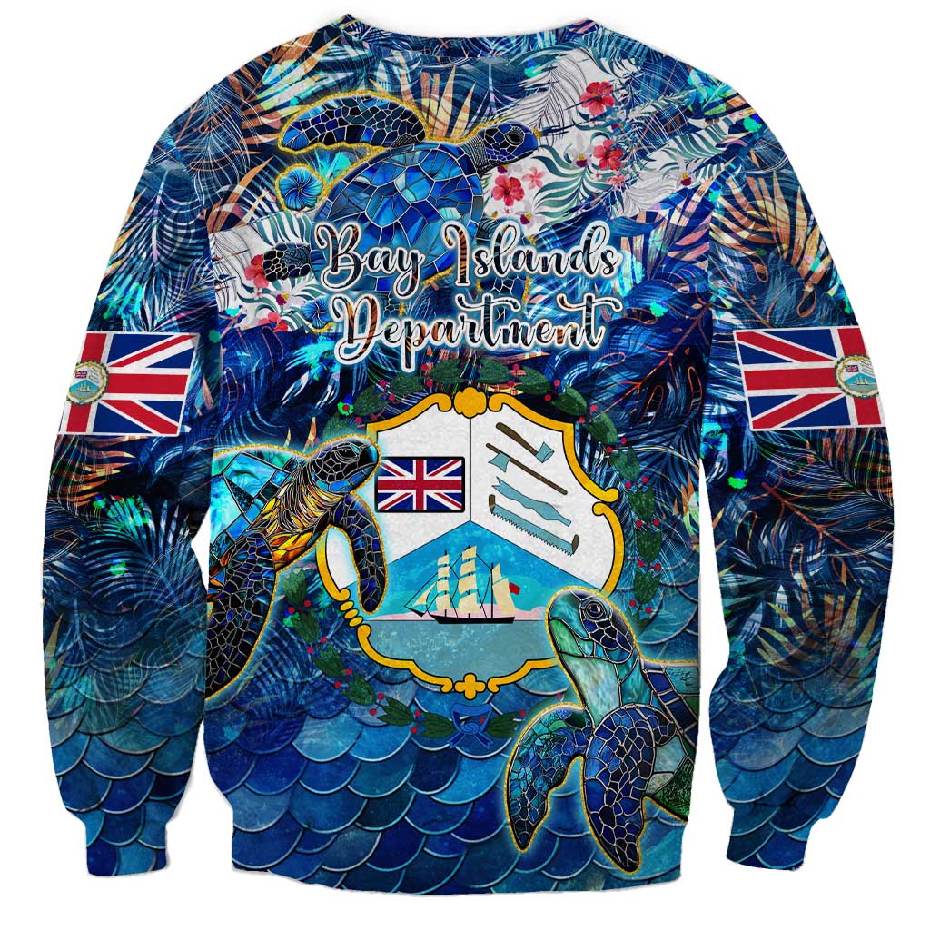 Bay Islands Department Sweatshirt Sea Turtle Tropical Pattern - Wonder Print Shop