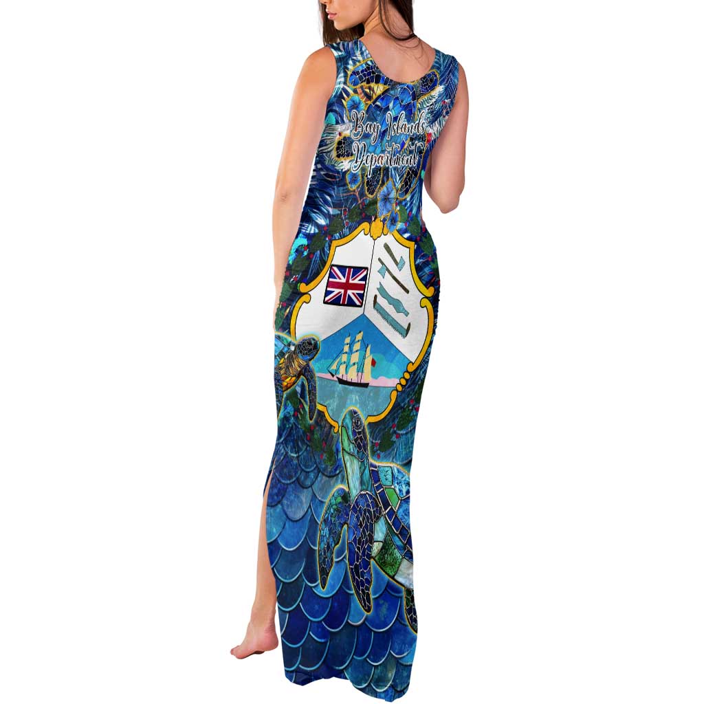 Bay Islands Department Tank Maxi Dress Sea Turtle Tropical Pattern - Wonder Print Shop