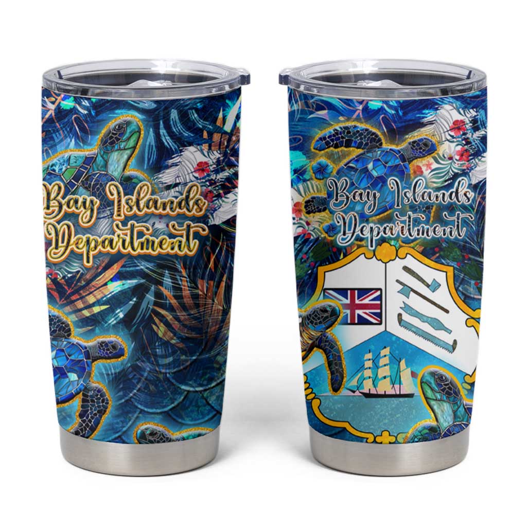 Bay Islands Department Tumbler Cup Sea Turtle Tropical Pattern - Wonder Print Shop