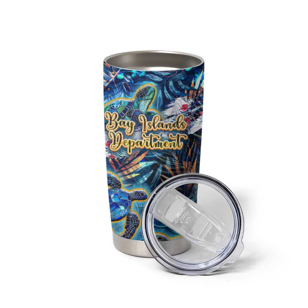 Bay Islands Department Tumbler Cup Sea Turtle Tropical Pattern - Wonder Print Shop