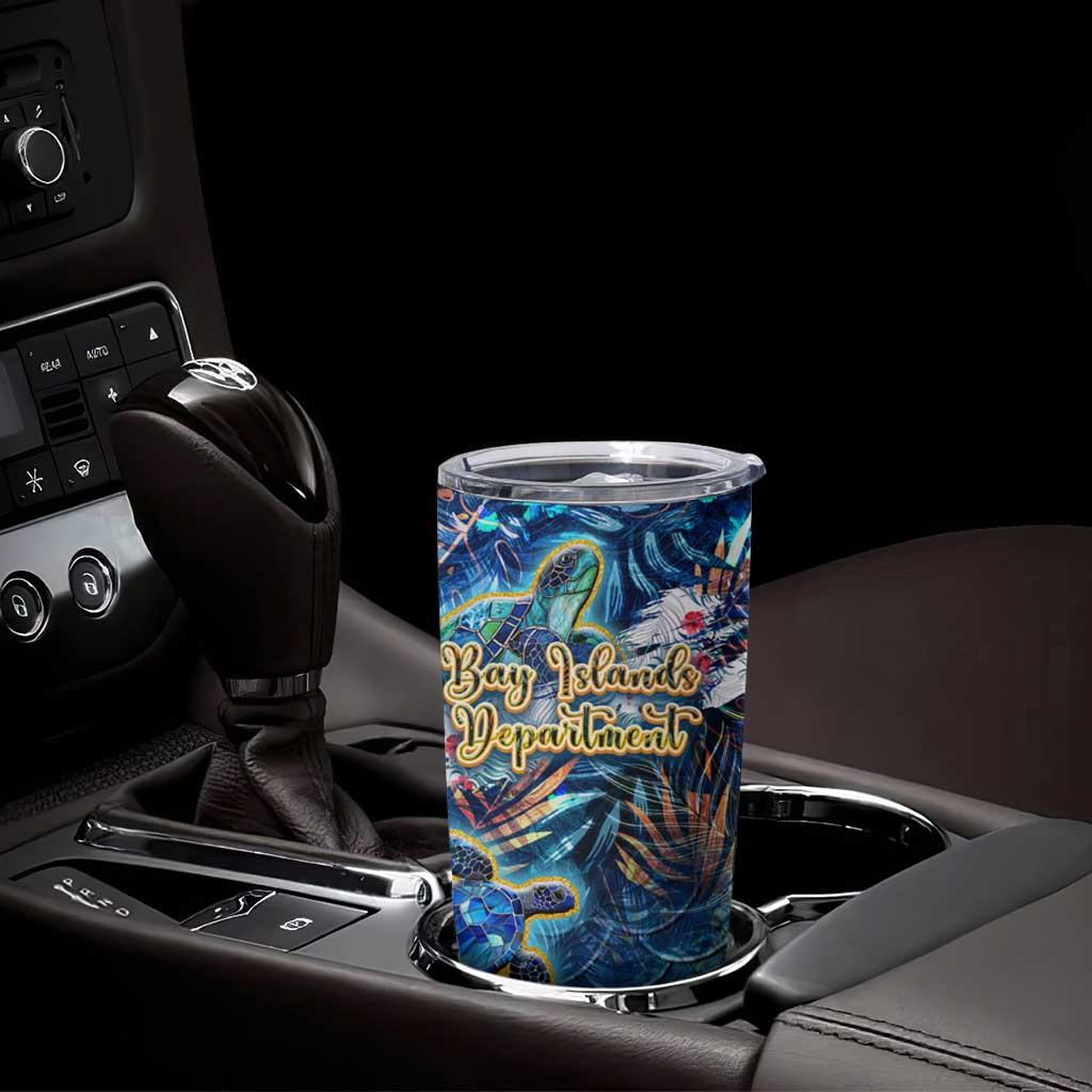 Bay Islands Department Tumbler Cup Sea Turtle Tropical Pattern - Wonder Print Shop