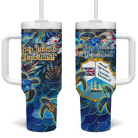 Bay Islands Department Tumbler With Handle Sea Turtle Tropical Pattern - Wonder Print Shop