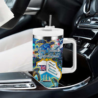 Bay Islands Department Tumbler With Handle Sea Turtle Tropical Pattern - Wonder Print Shop