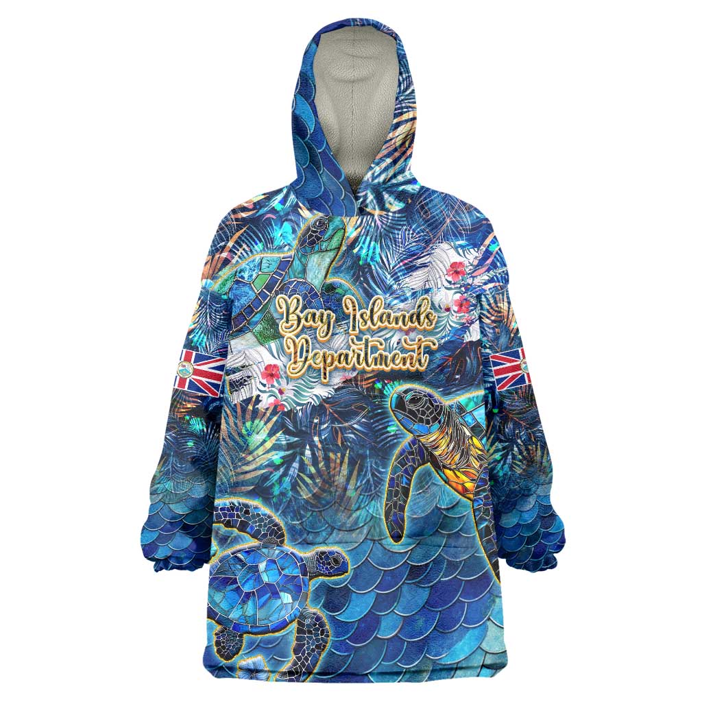 Bay Islands Department Wearable Blanket Hoodie Sea Turtle Tropical Pattern - Wonder Print Shop