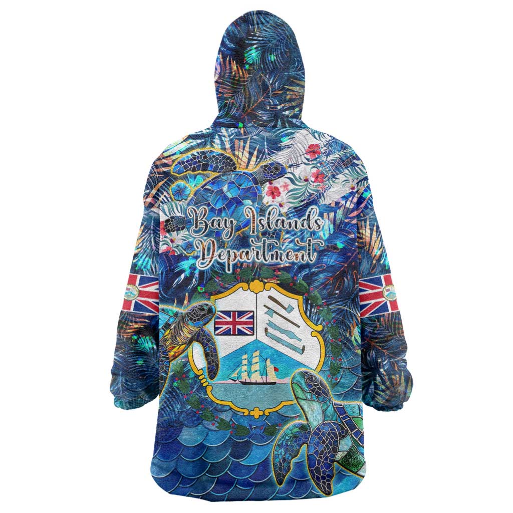 Bay Islands Department Wearable Blanket Hoodie Sea Turtle Tropical Pattern - Wonder Print Shop
