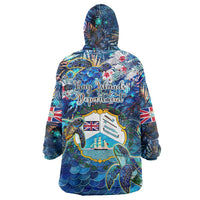 Bay Islands Department Wearable Blanket Hoodie Sea Turtle Tropical Pattern - Wonder Print Shop