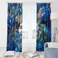 Bay Islands Department Window Curtain Sea Turtle Tropical Pattern - Wonder Print Shop