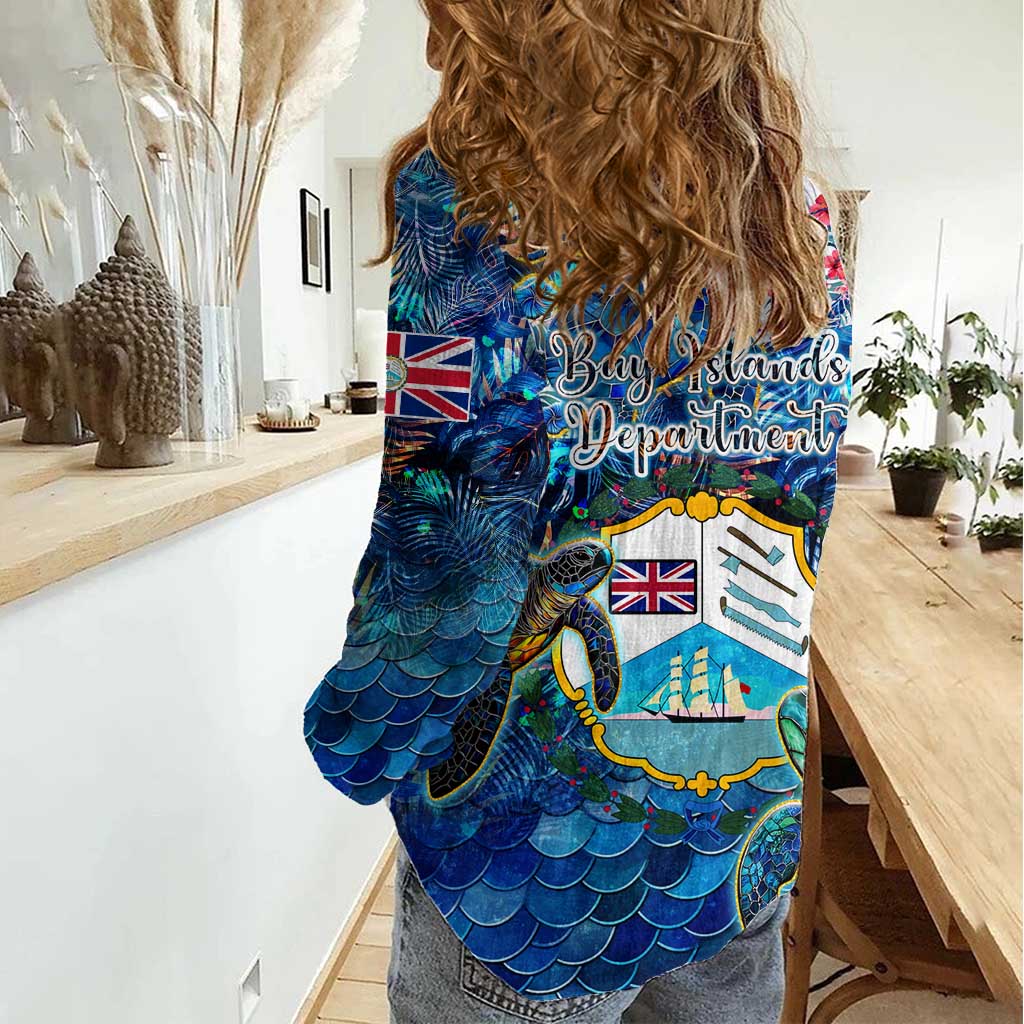 Bay Islands Department Women Casual Shirt Sea Turtle Tropical Pattern - Wonder Print Shop