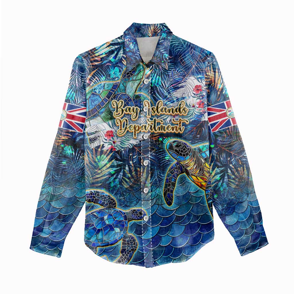 Bay Islands Department Women Casual Shirt Sea Turtle Tropical Pattern - Wonder Print Shop