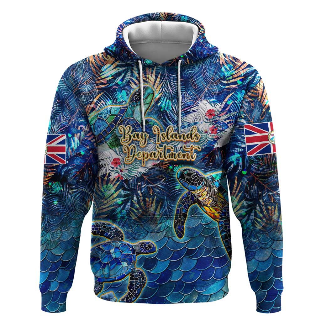 Bay Islands Department Zip Hoodie Sea Turtle Tropical Pattern - Wonder Print Shop