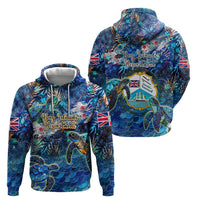 Bay Islands Department Zip Hoodie Sea Turtle Tropical Pattern - Wonder Print Shop