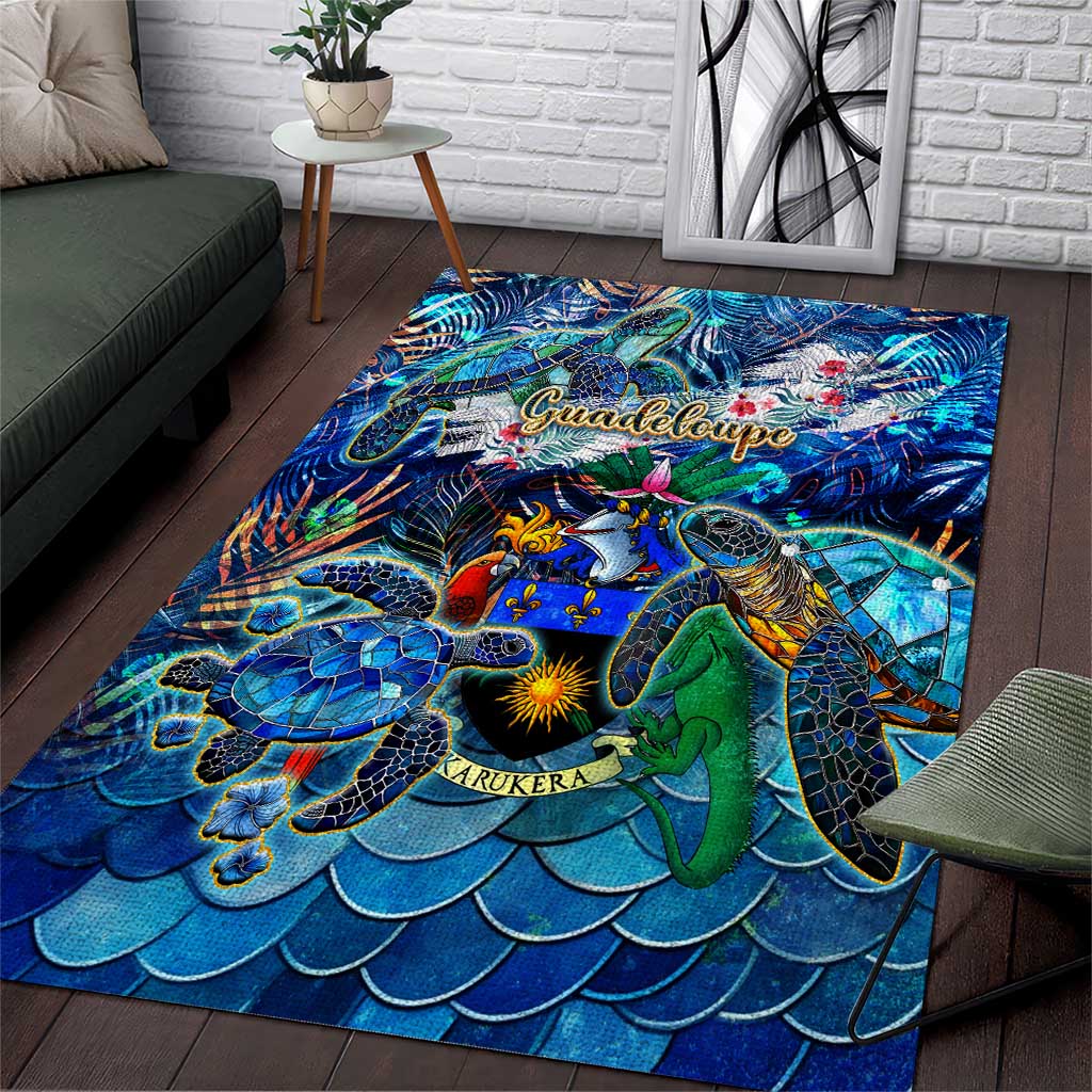 Guadeloupe Area Rug Sea Turtle Tropical Pattern