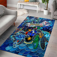 Guadeloupe Area Rug Sea Turtle Tropical Pattern