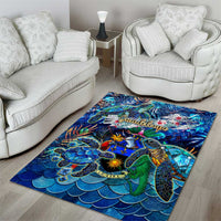 Guadeloupe Area Rug Sea Turtle Tropical Pattern