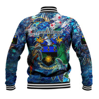 Guadeloupe Baseball Jacket Sea Turtle Tropical Pattern