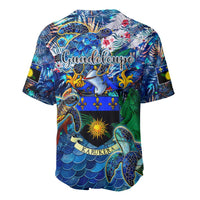 Guadeloupe Baseball Jersey Sea Turtle Tropical Pattern