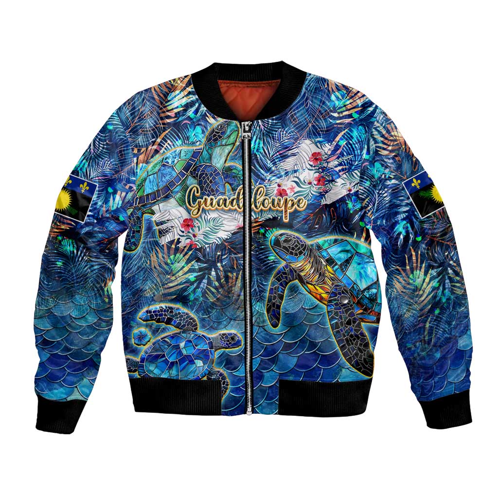 Guadeloupe Bomber Jacket Sea Turtle Tropical Pattern