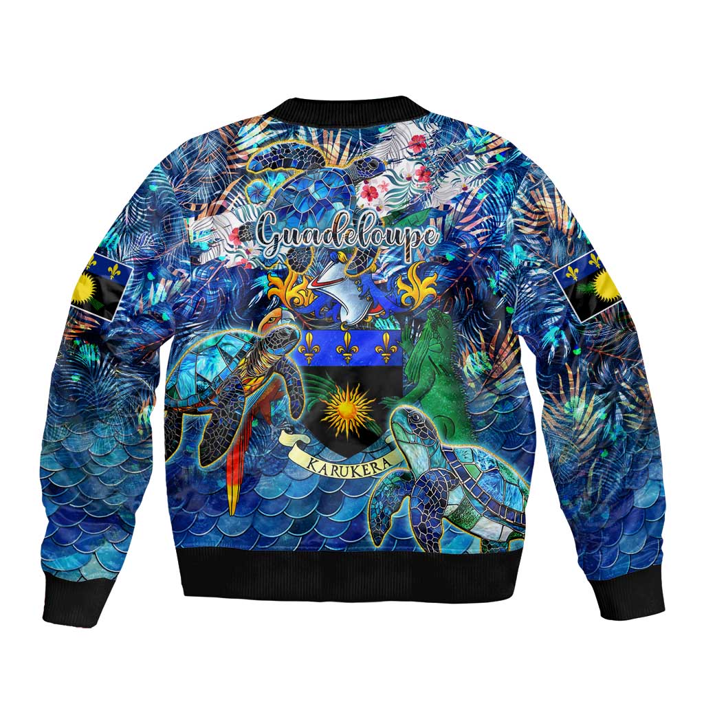 Guadeloupe Bomber Jacket Sea Turtle Tropical Pattern